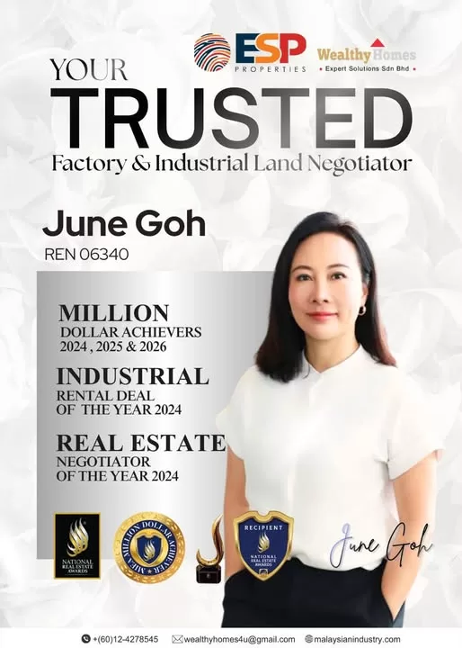 June Goh is a seasoned real estate professional specialising in industrial properties across Malaysia. With extensive experience in industrial land acquisitions, factory sales, and business relocation, she has successfully helped numerous clients relocate, expand, and establish their operations with confidence.